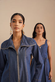 Denim Sweetheart Neck  Dress