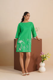 Poplin Boat Neck Box Dress