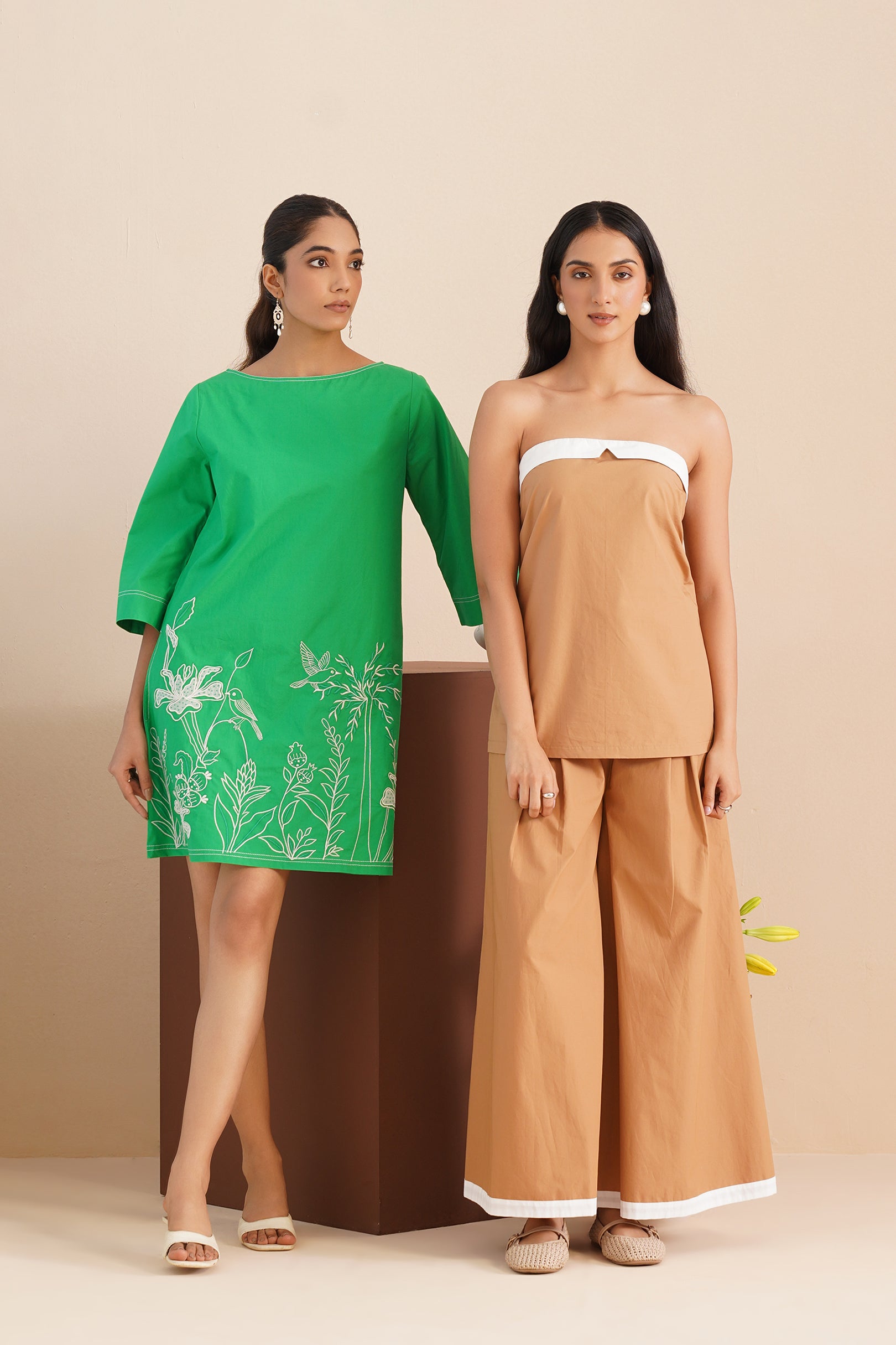 Poplin Boat Neck Box Dress