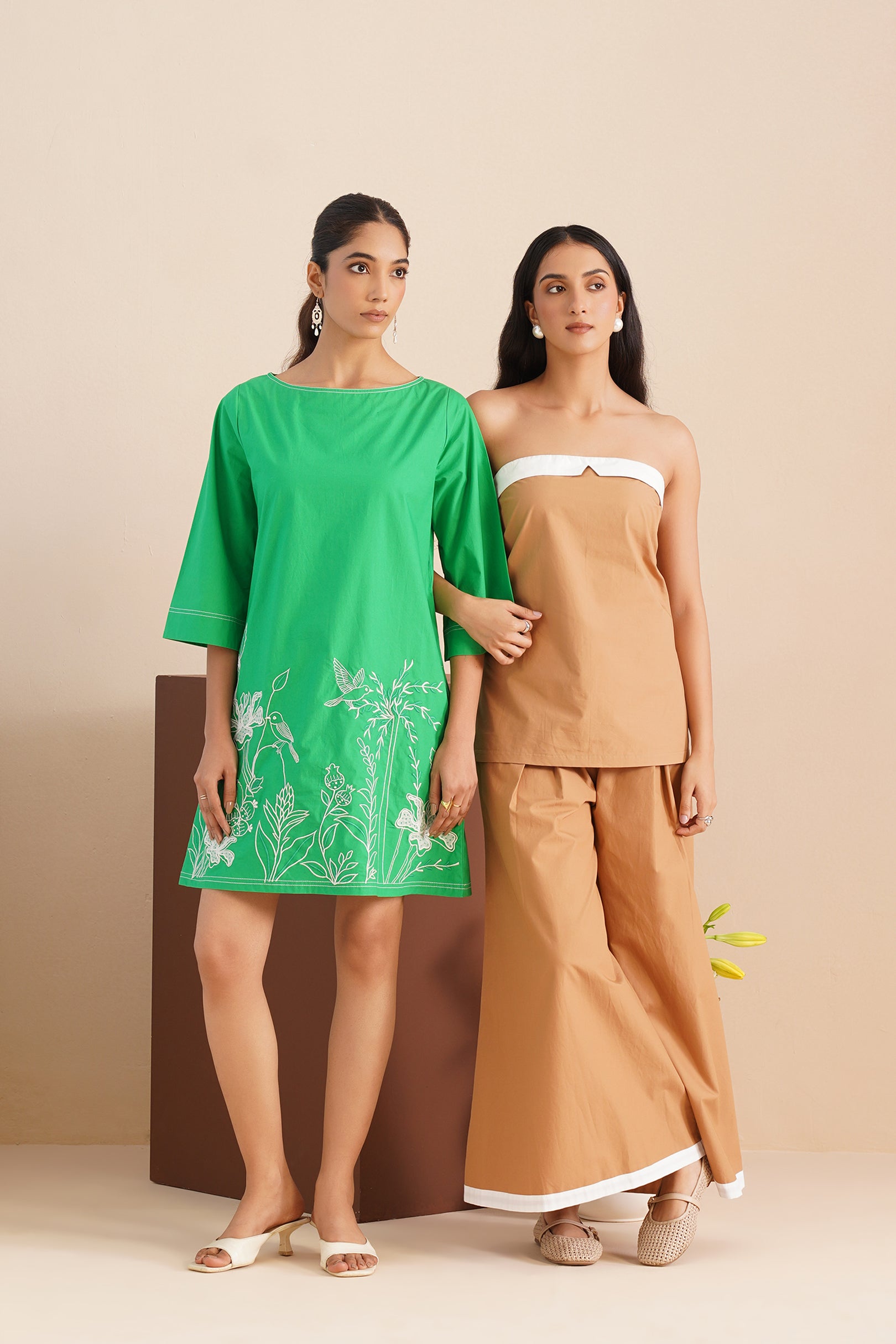 Poplin Boat Neck Box Dress