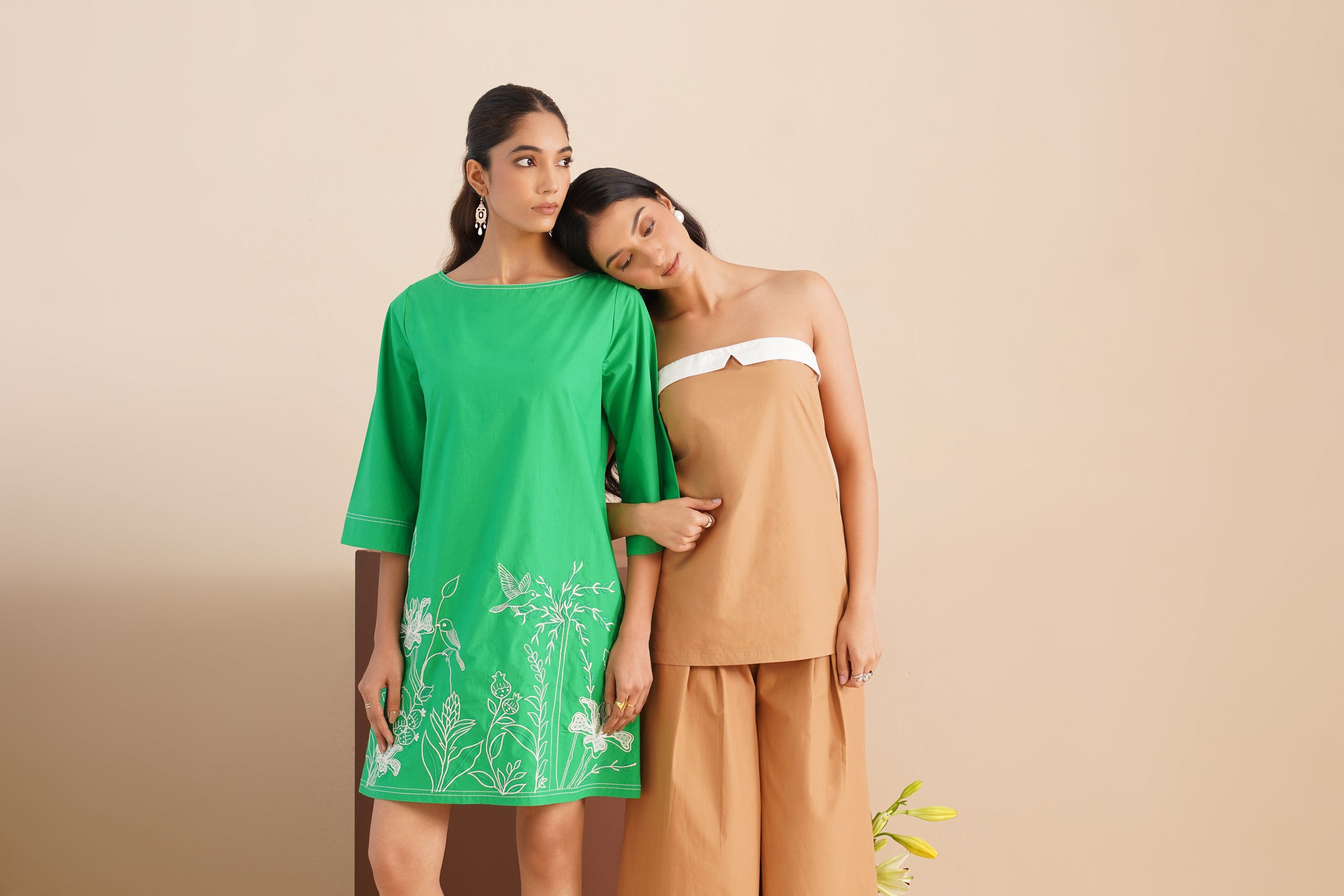 Poplin Boat Neck Box Dress