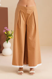Dual Tone Poplin Corset With Wide-leg Pants