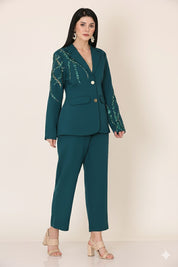 Bottle Green Fallon Pintuck Coat Set