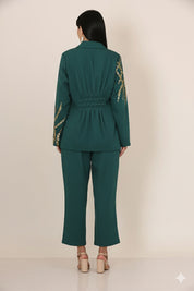 Bottle Green Fallon Pintuck Coat Set