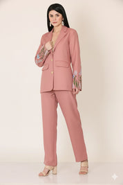 Dusty Pink Fallon Sleeve Coat with Pants