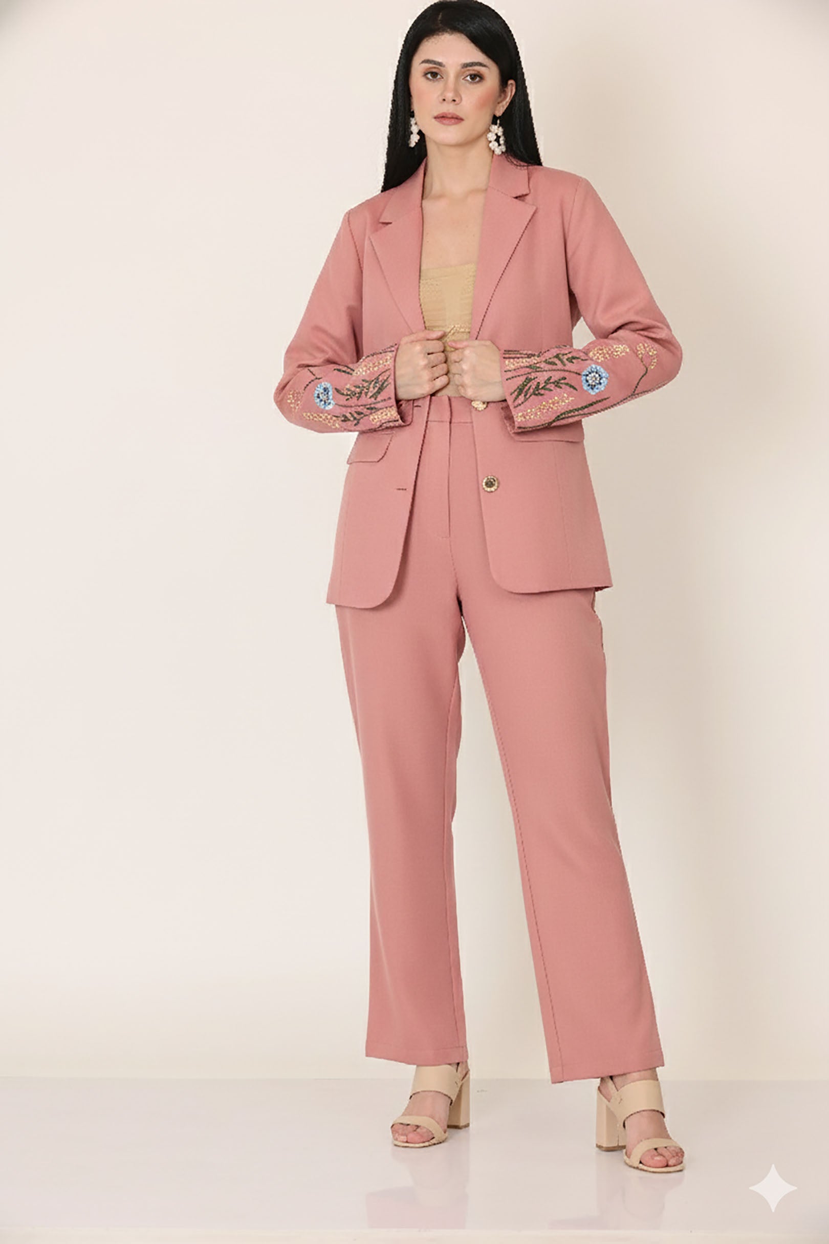 Dusty Pink Fallon Sleeve Coat with Pants
