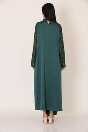 Bottle Green Turtle Neck Wrap Dress