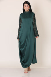 Bottle Green Turtle Neck Wrap Dress