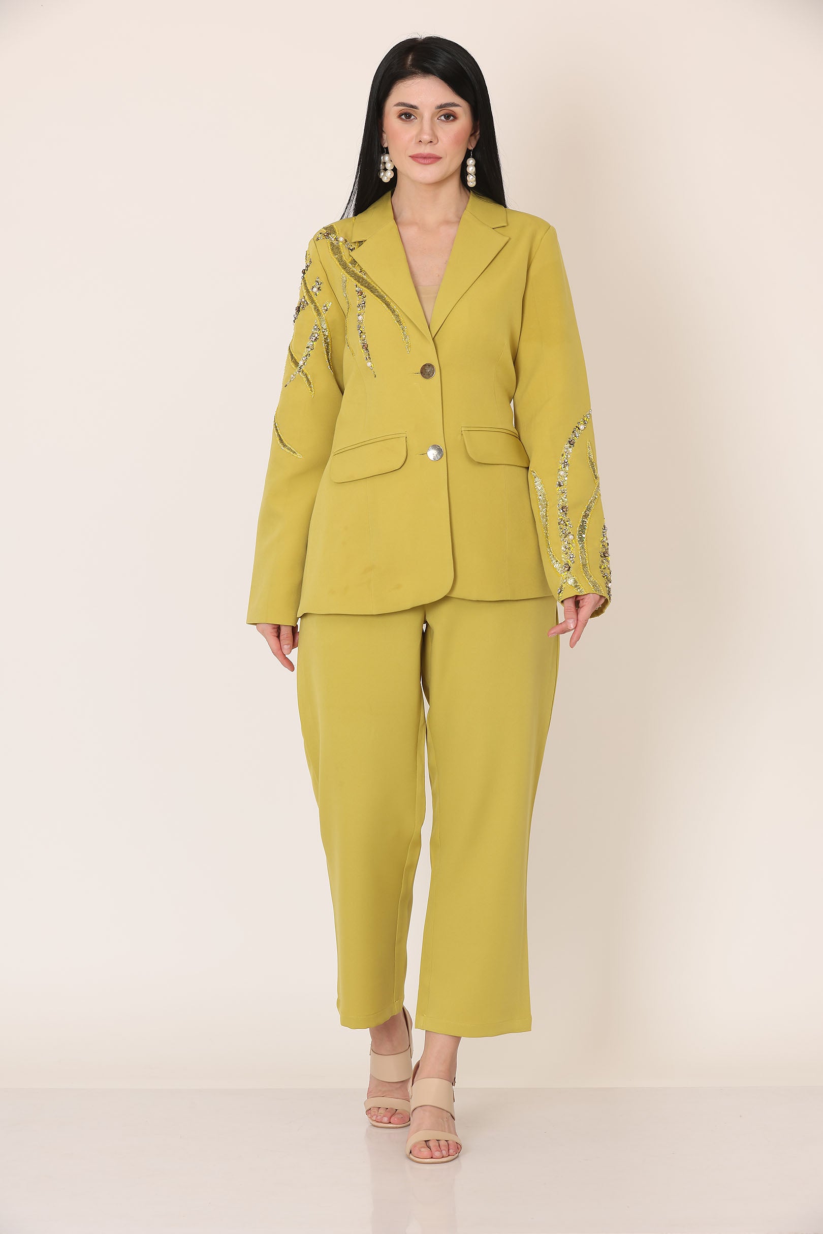 Lime Green Fallon Pintuck Coat Set