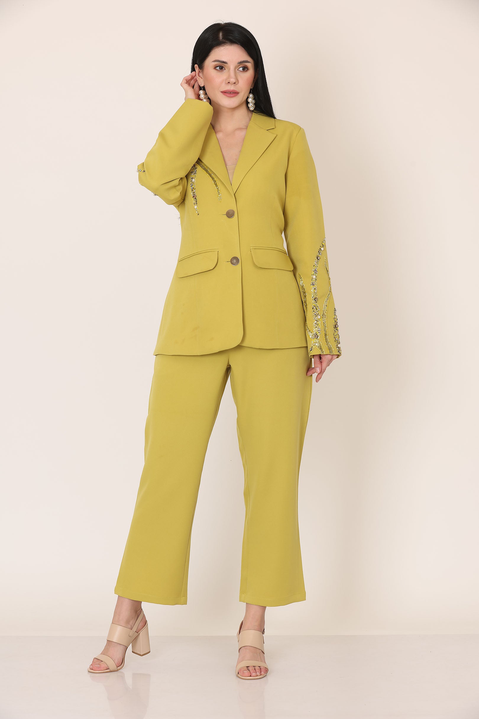 Lime Green Fallon Pintuck Coat Set