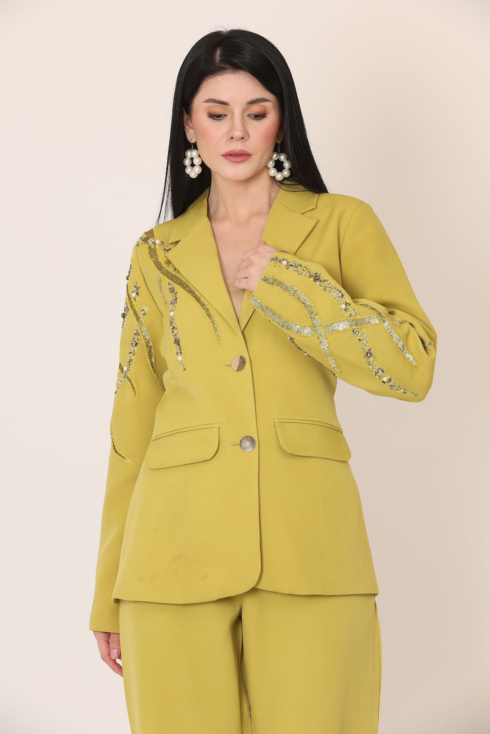 Lime Green Fallon Pintuck Coat Set