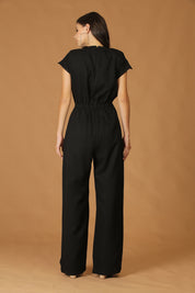 Black Button-Detail Jumpsuit