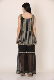 Black Embellished Square Neck Co-ord Set