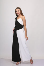 Black & White One-Shoulder Jumpsuit