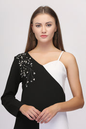 Black & White One-Shoulder Jumpsuit