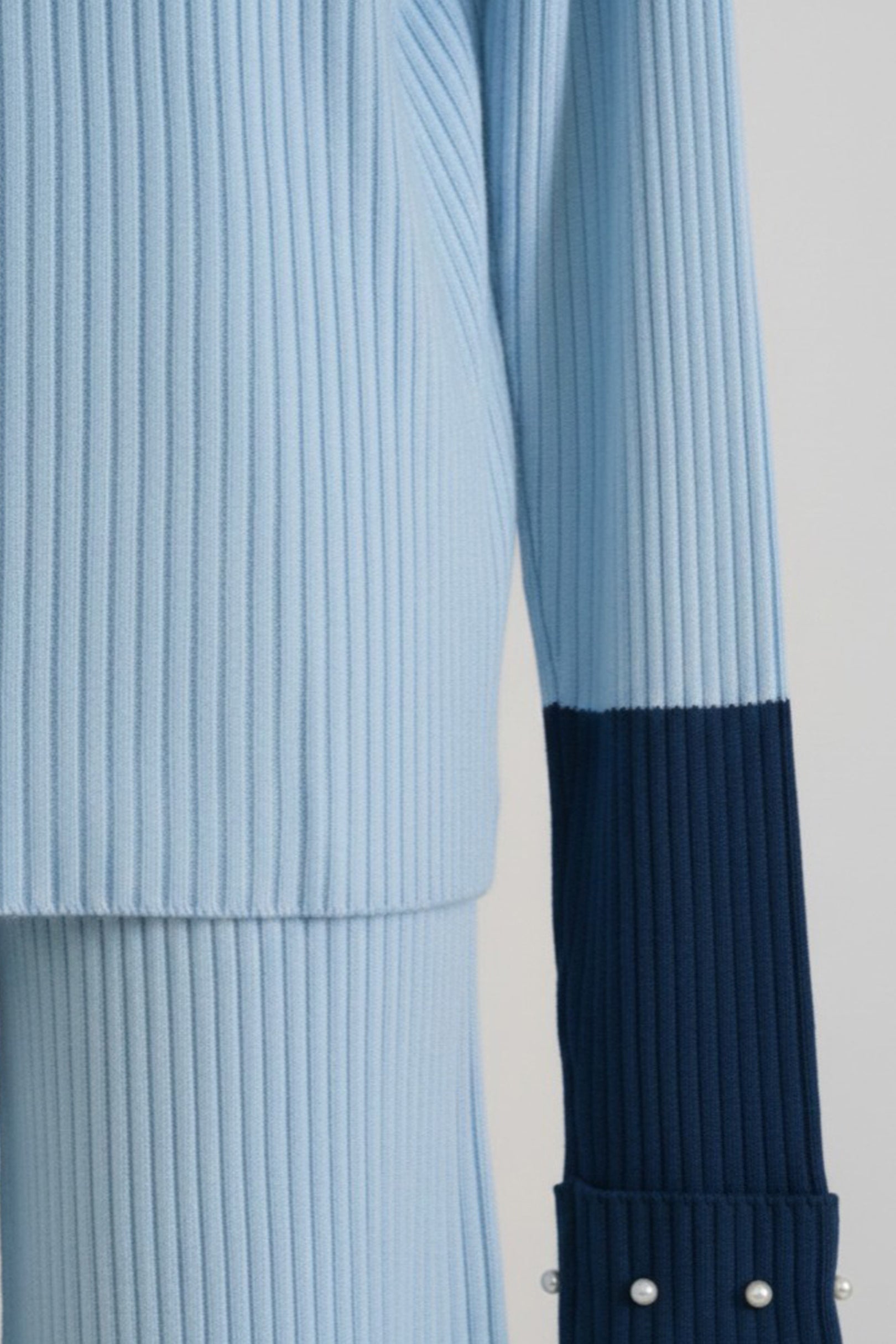 Sky Blue Knitted Contrast Cuffs Co-ord Set