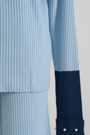 Sky Blue Knitted Contrast Cuffs Co-ord Set