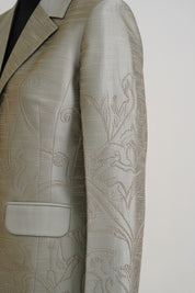 Mint Green Raw Silk Coat with Pants