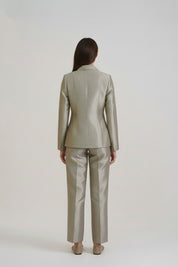 Mint Green Raw Silk Coat with Pants
