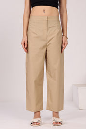 Cotton Poplin Straight Pants With Side Pockets