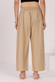Cotton Poplin Straight Pants With Side Pockets
