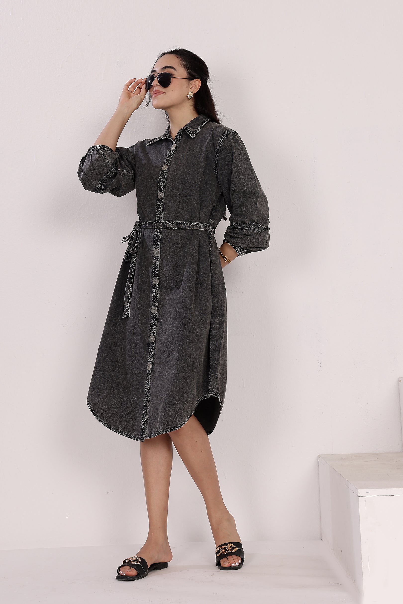 acid wash shirt dress boohoo Women's Plus Size Acid Wash 2-1 Layered T-Shirt Dress