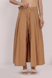 Cotton Skort With Back Zip And Belted Waist With Statement Metal Buckle