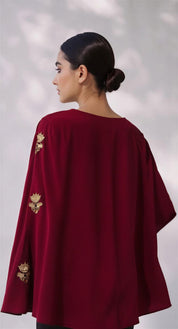 Maroon Queen Bee Cape Top