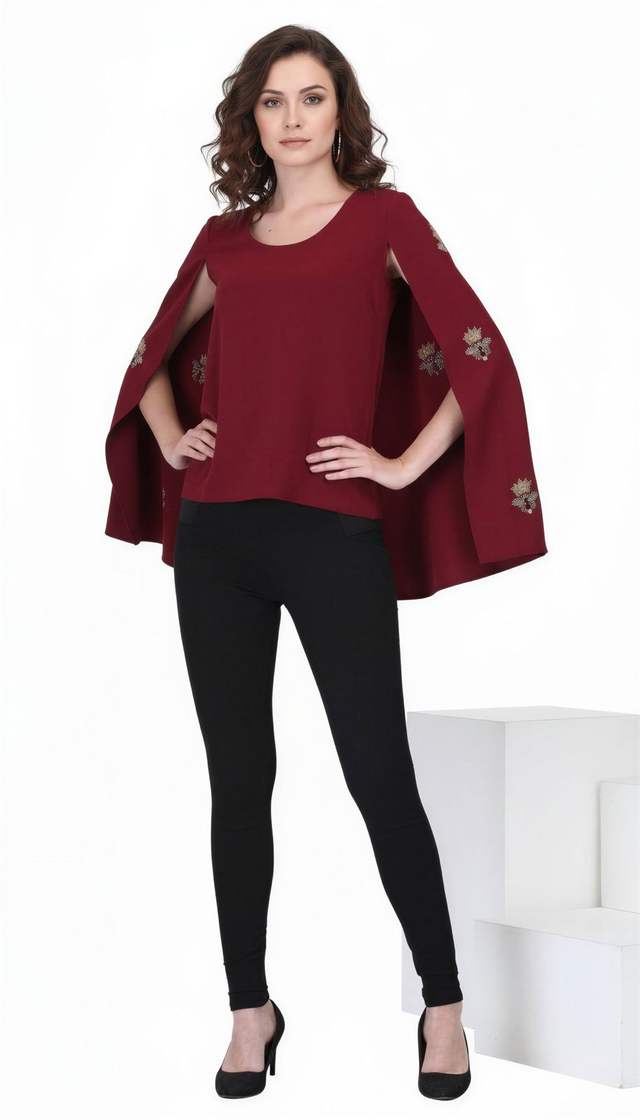 Maroon Queen Bee Cape Top