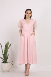 Powder Pink Midi Dress