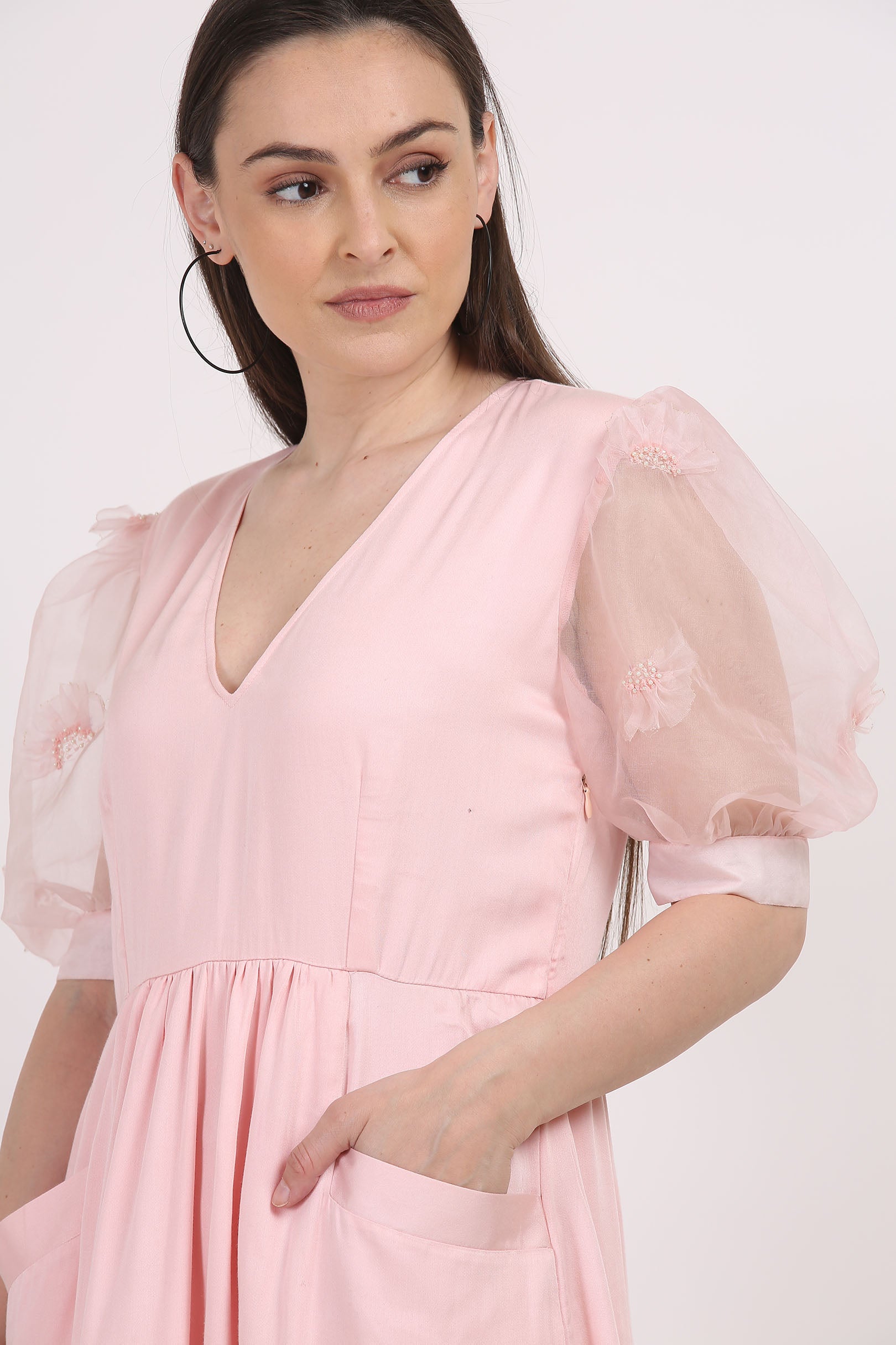 Powder Pink Midi Dress