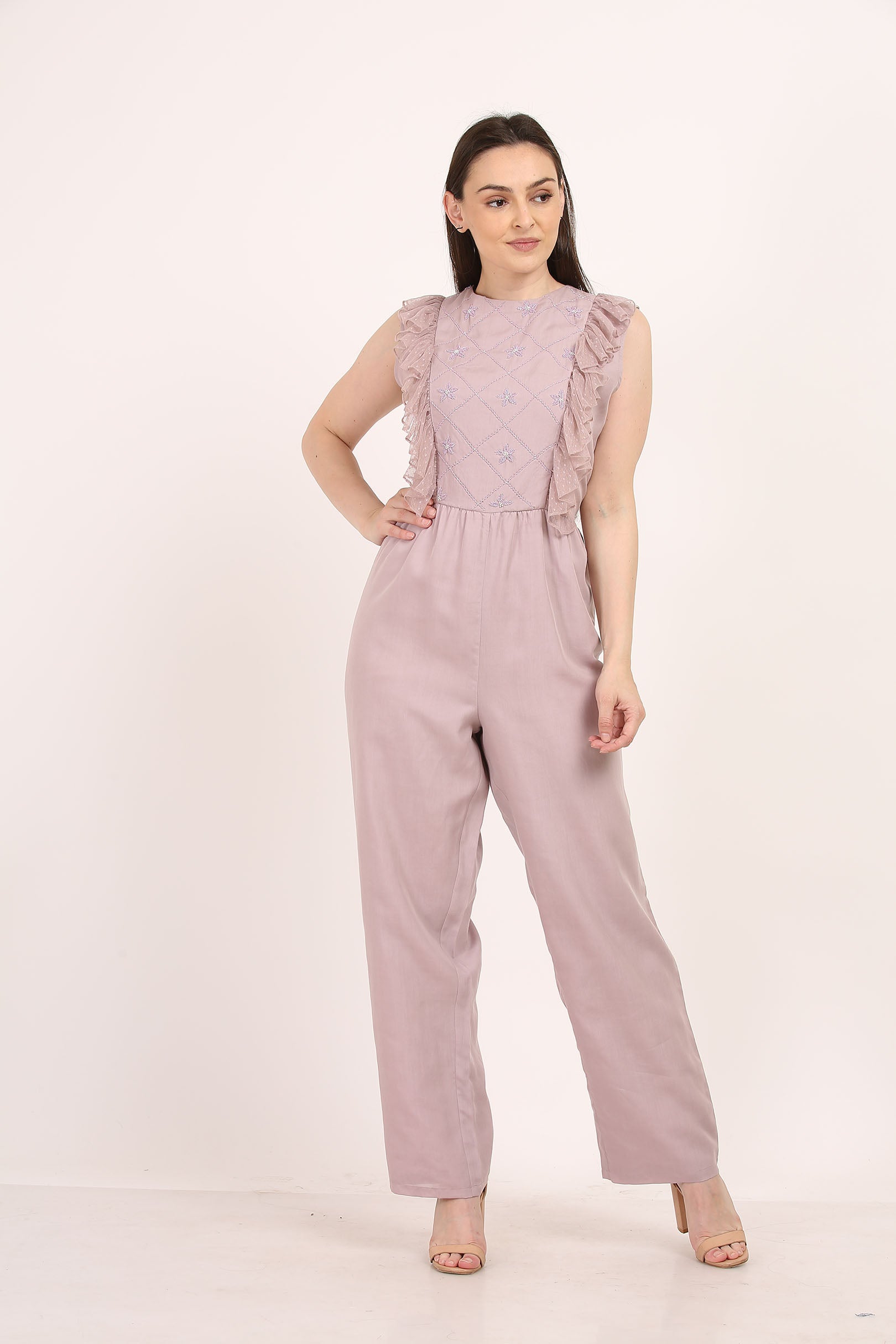 Mauve Ruffle Jumpsuit