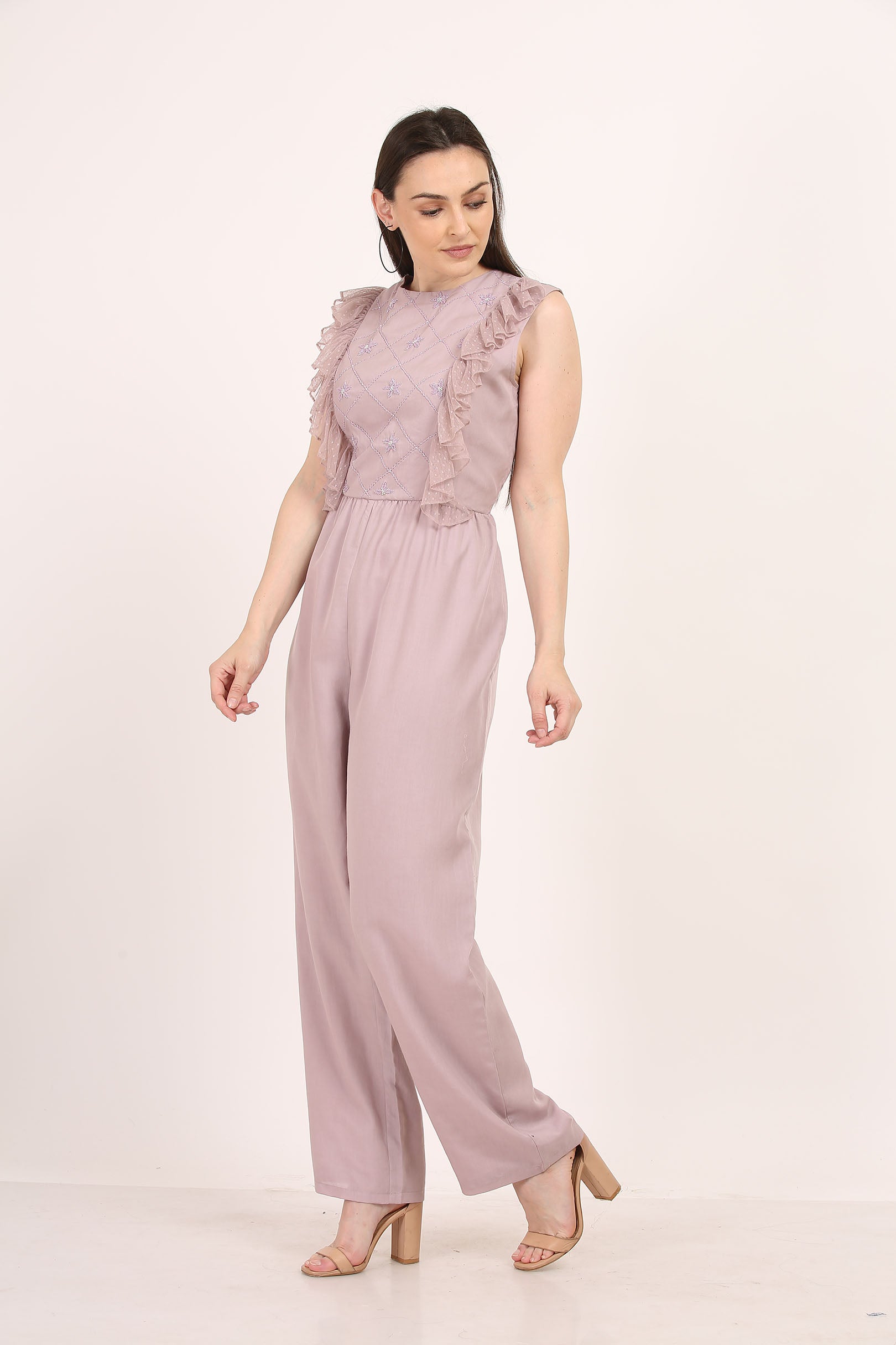 Mauve Ruffle Jumpsuit