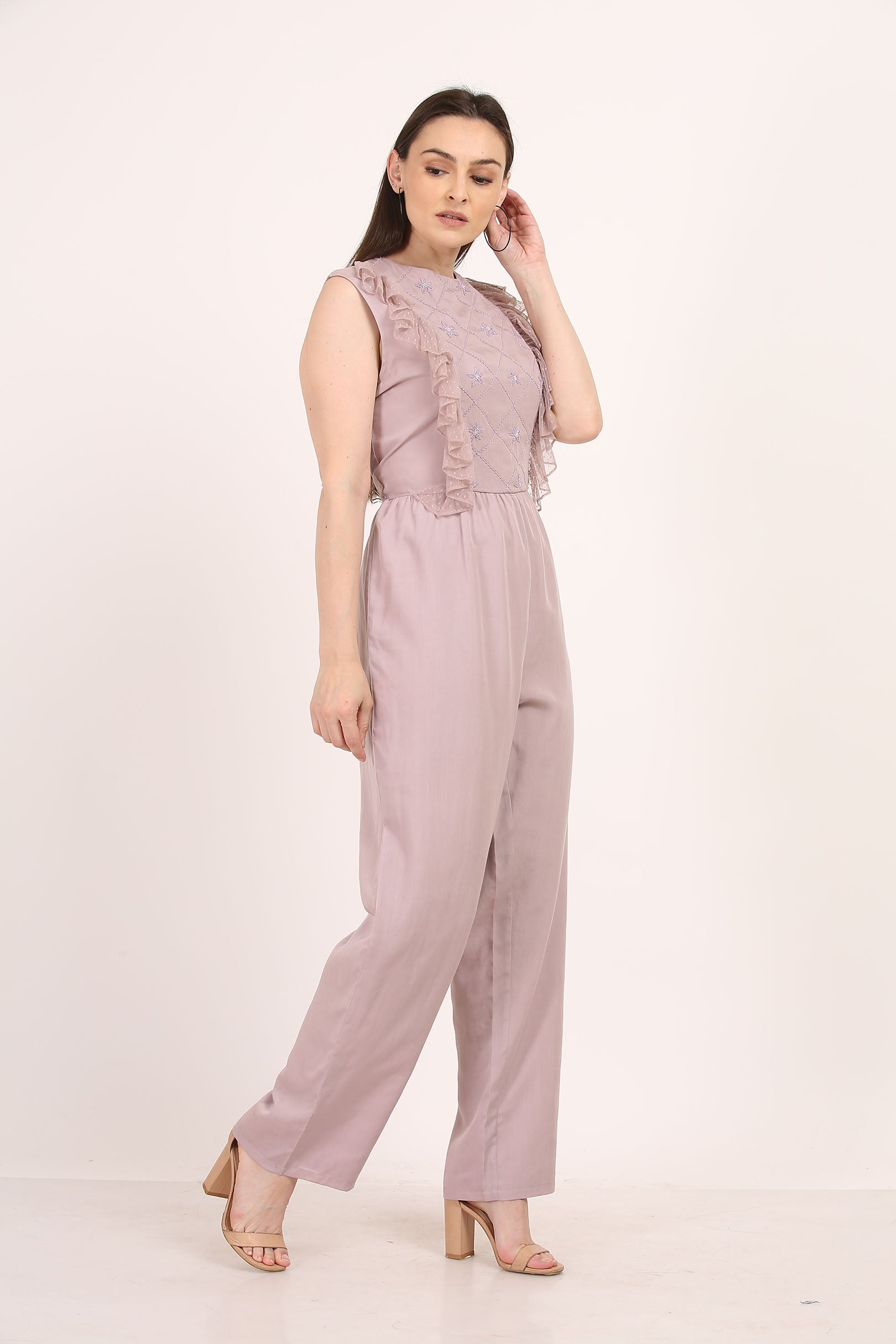Mauve Ruffle Jumpsuit