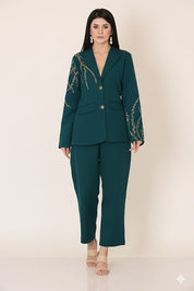 Bottle Green Fallon Pintuck Coat Set